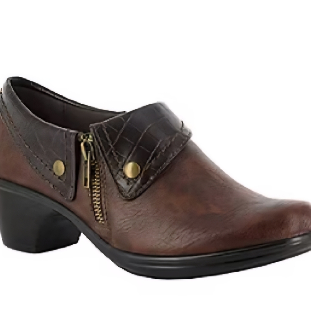 EASY STREET Womens 12 M  Darcy Brown Croco Scooties Booties Zip Comfort Clog NIB
